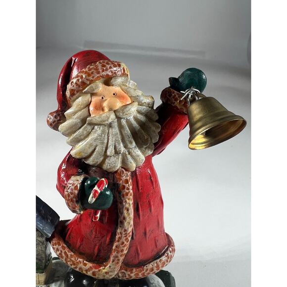 Vintage Christmas Stocking Holder K's Collection Santa Birdhouse Bell Metal - Picture 7 of 10